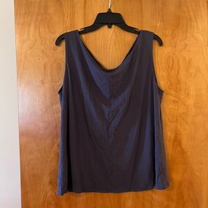 Eileen Fisher Stretch Silk Jersey Top Tank Shirt Lined Twilight Blue NWT Large